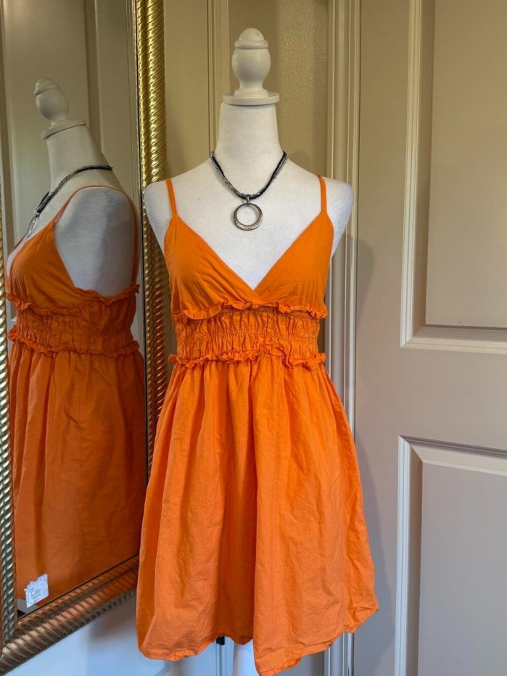 sim & sam babydoll ruffle mini cotton dress